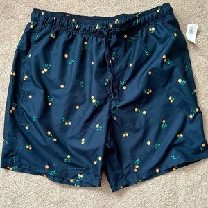 Old Navy Blue and Orange Swim Trunks Lightweight Elastic